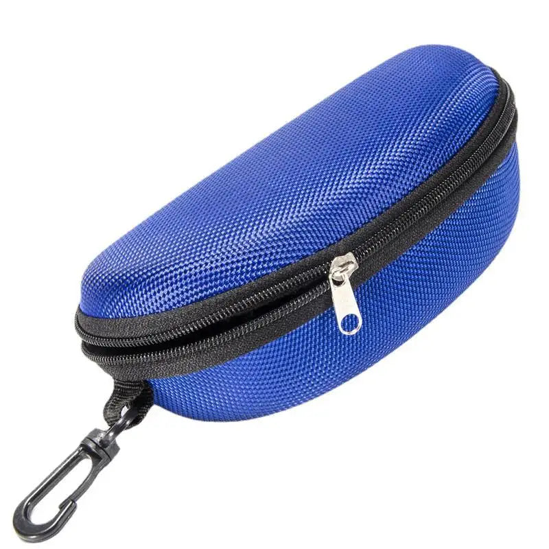 1pc Portable Sunglasses Case Protector Oxford Cloth Hard EVA Zippered Eyeglasses Case with Carabiner Unisex Eyewear Accessories