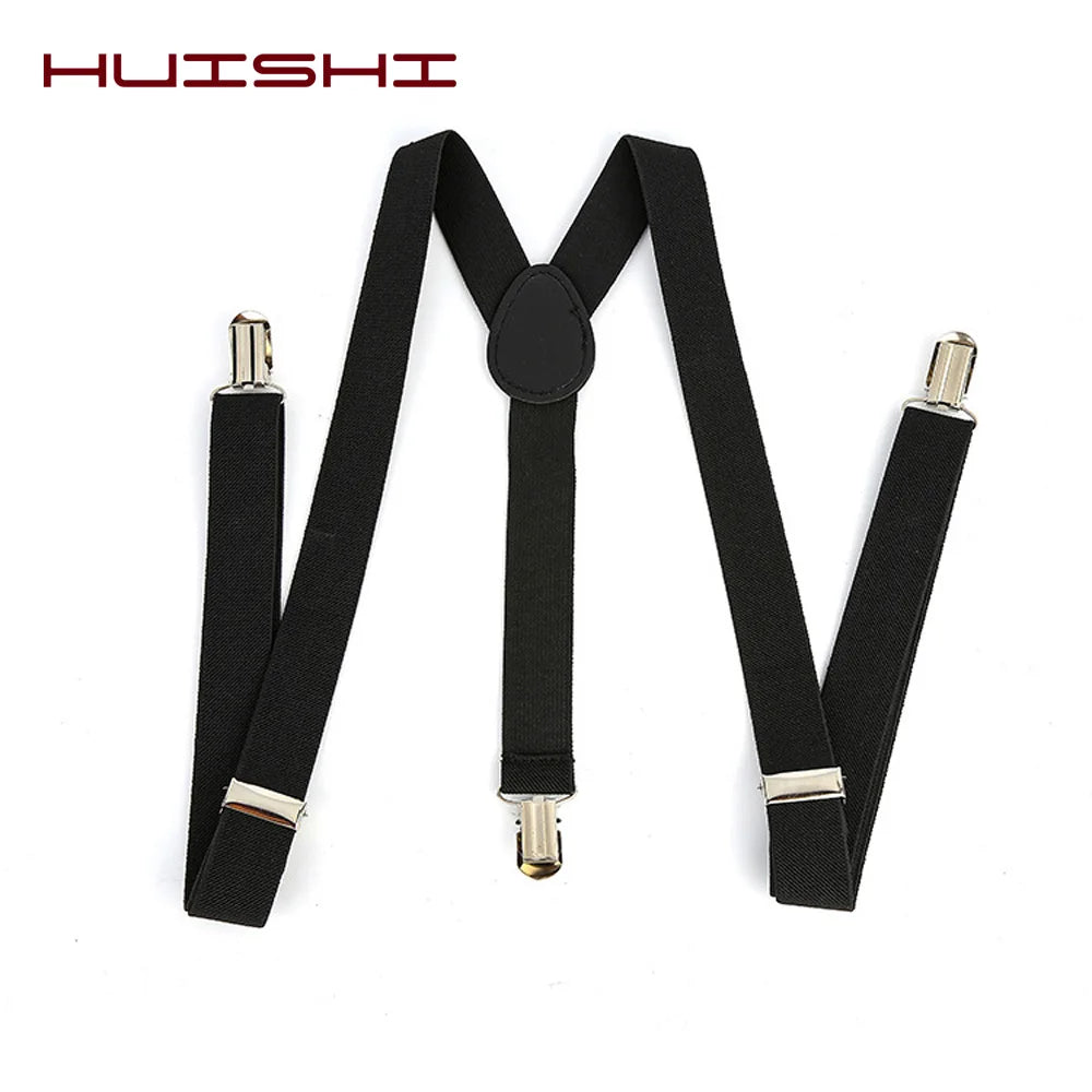 Adult Suspenders High Elastic Solid Color Mens Women Wedding Party Suit Skirt Braces Straps Shirt Dress Garment Clip on Pants