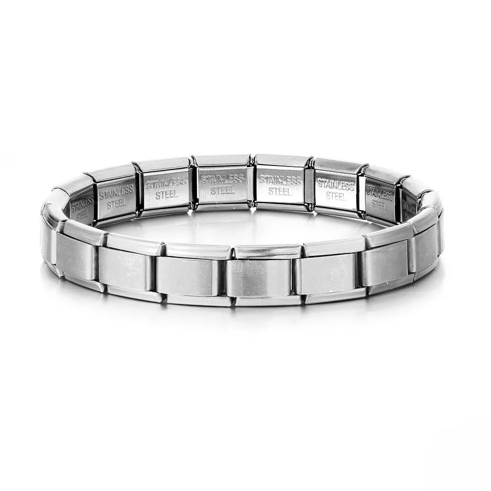 Yupsk Trendy Square Italy Stainless Steel Bracelets For Women Men HipHop Metal  Modules Stretchable Gift Birthday Party Jewelry