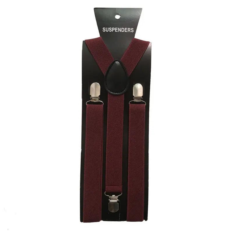 Adult Suspenders High Elastic Solid Color Mens Women Wedding Party Suit Skirt Braces Straps Shirt Dress Garment Clip on Pants