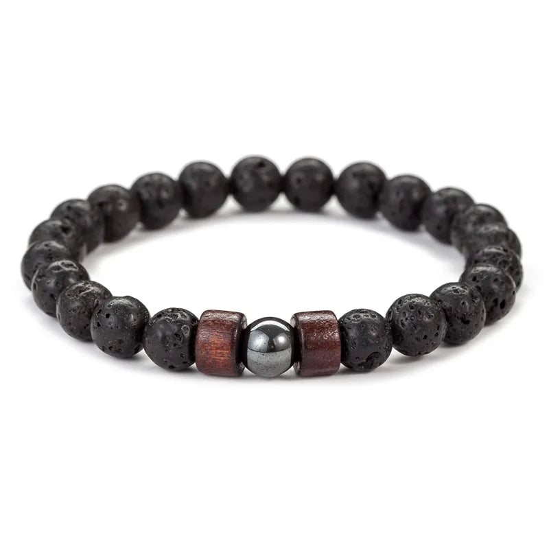Volcanic Stone Bracelet for Men Lava Wooden Beads Bracelet Tibetan Buddha Wrist Chain Women Men Jewelry Gift New Bracelets