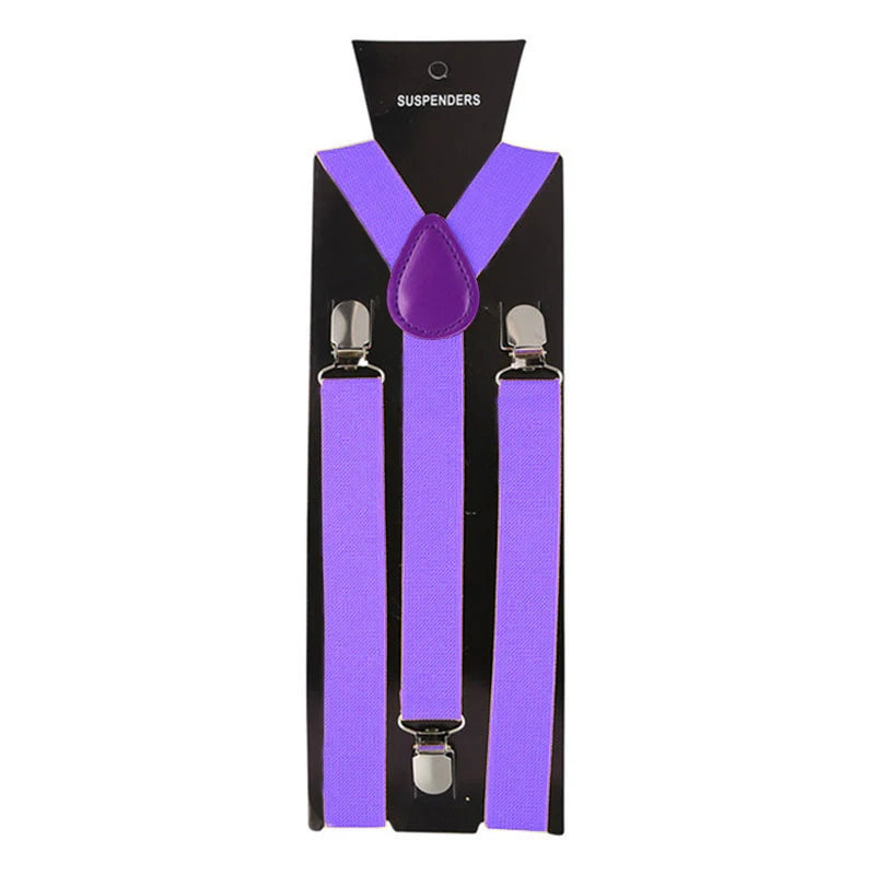 Adult Suspenders High Elastic Solid Color Mens Women Wedding Party Suit Skirt Braces Straps Shirt Dress Garment Clip on Pants