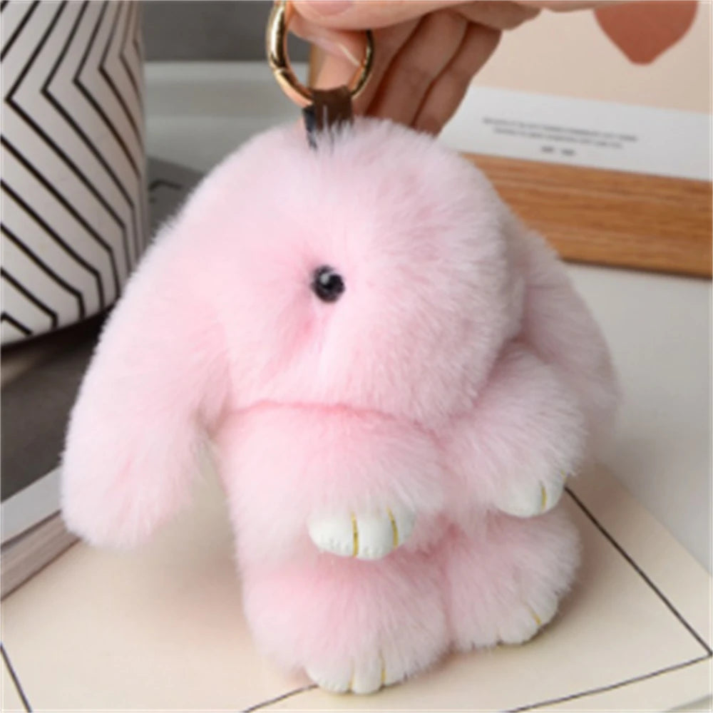 1PCS 15cm Rabbit Fur chain Women Bag Car chain Pendant Decoration Jewelry Bags Hangings Accessories Gifts