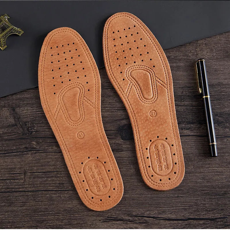 Cowhide Shoe Insole for Men Woman Breathable Deodorant Sports Casual leather Insoles for Feet Quality Flats Shoes Sole 1/3Pair