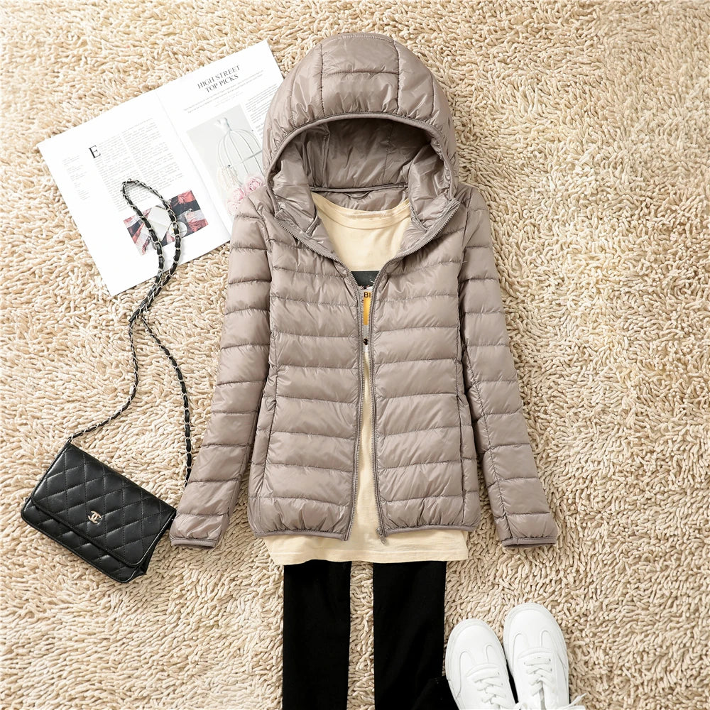 Women Puffer Jacket 15 Colors Plus Size 5XL 6XL 7XL 2025 New Spring Autumn Female Ultra Lightweight Packable Hooded Down Coats