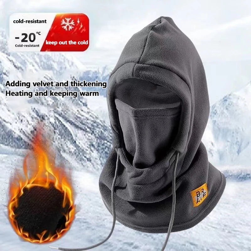 Winter Warm Hooded Hat Windproof Thickened Polar Fleece Ski Cycling Neck Cover Mask Men Women Thermal Outdoor Sports Head Cover