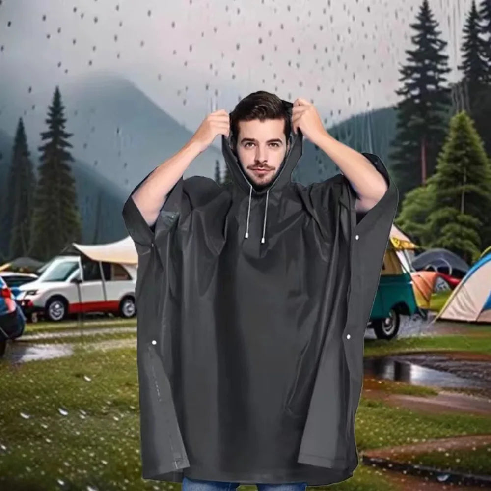 3 In 1 Outdoor Raincoat Hooded Sleeve Waterproof Rain Poncho Motorcycle Rain Cover Camping Hiking Travel Rainwear Tent