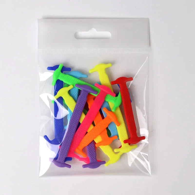 16pcs Lazy Shoelace Silicone Quick Lace Elastic Women Men No Tie Kids Adult Sneakers Lacing Shoelace Buckle Shoes Accessories