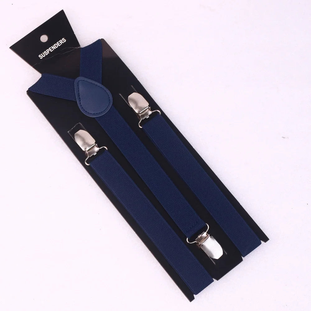 Adult Suspenders High Elastic Solid Color Mens Women Wedding Party Suit Skirt Braces Straps Shirt Dress Garment Clip on Pants