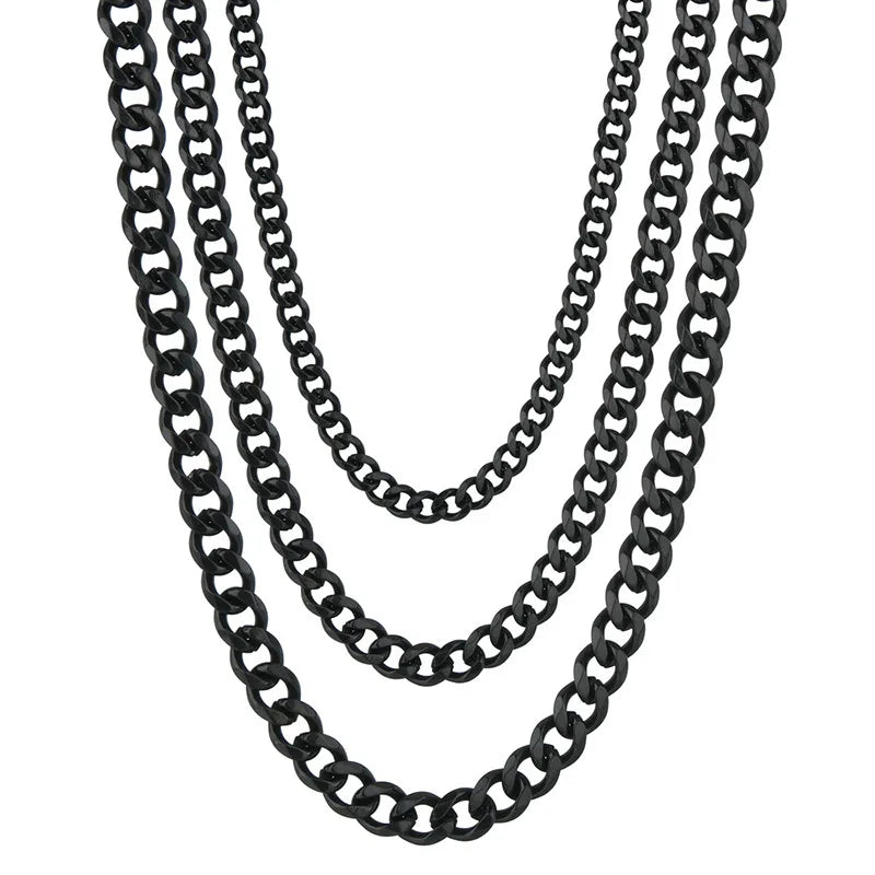 3.5-7MM Wide Stainless Steel Necklaces For Men Punk Cuban Link Chain Choker Women Hip Hop Fashion Party Jewelry Accessories