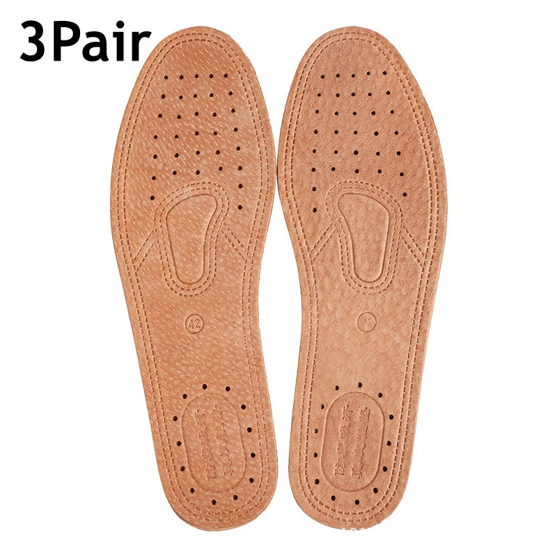 Cowhide Shoe Insole for Men Woman Breathable Deodorant Sports Casual leather Insoles for Feet Quality Flats Shoes Sole 1/3Pair