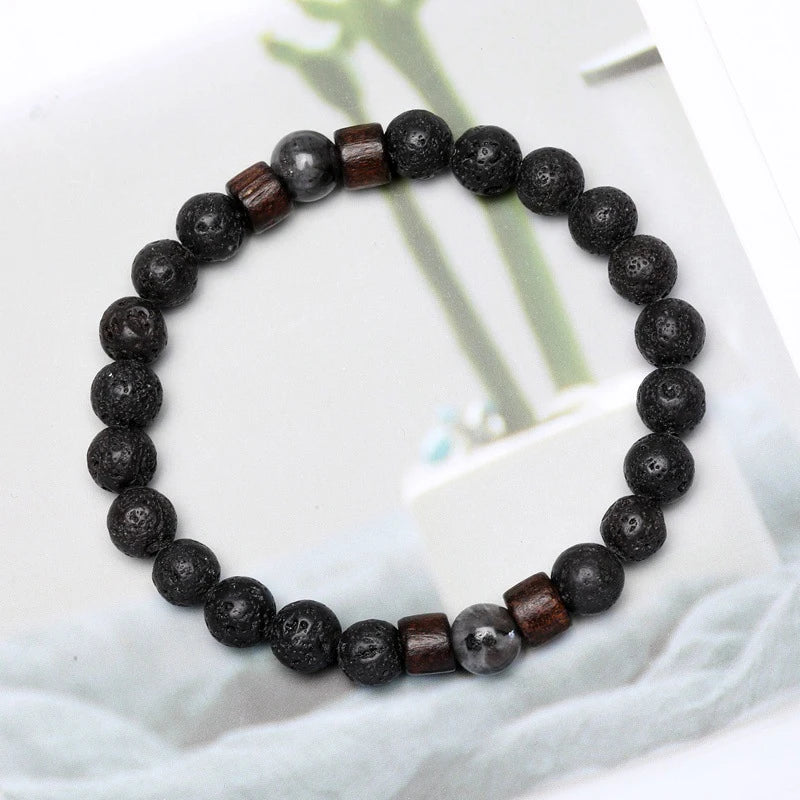 Volcanic Stone Bracelet for Men Lava Wooden Beads Bracelet Tibetan Buddha Wrist Chain Women Men Jewelry Gift New Bracelets
