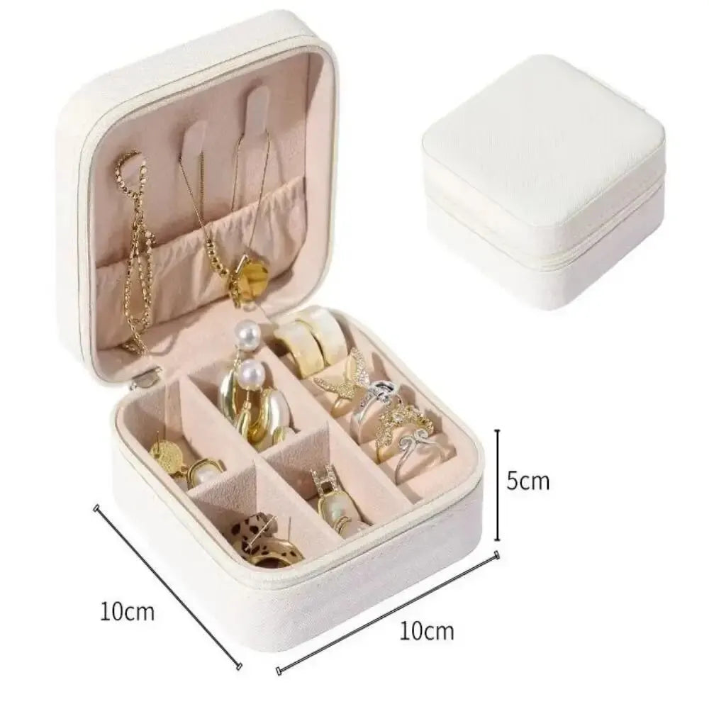 Mini Jewelry Storage Box Portable Home Travel Earrings Necklace Storage Case for Women Ring Organizer PU Leather Display Case