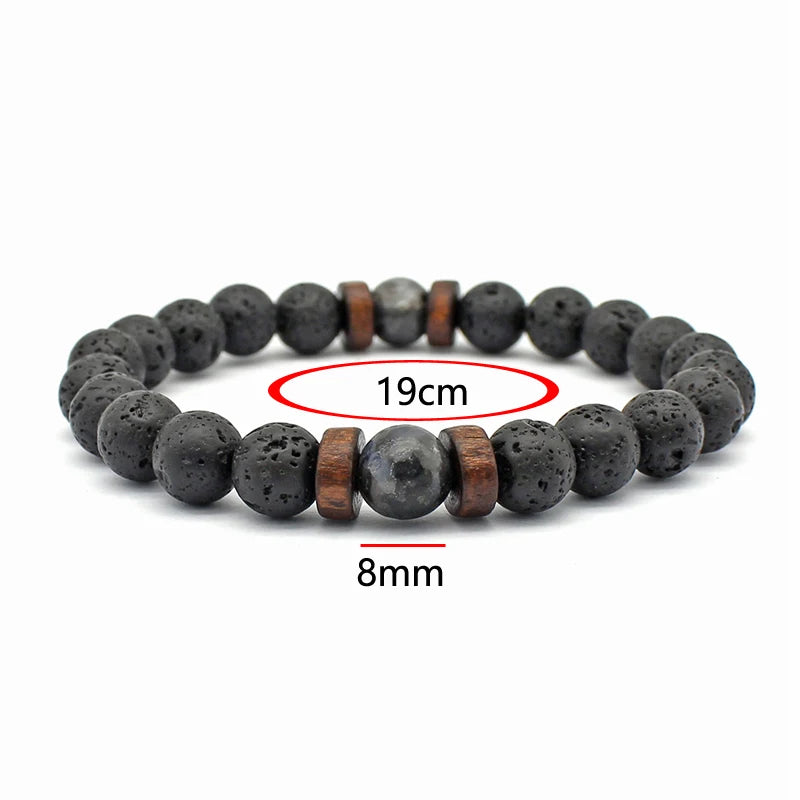 Volcanic Stone Bracelet for Men Lava Wooden Beads Bracelet Tibetan Buddha Wrist Chain Women Men Jewelry Gift New Bracelets