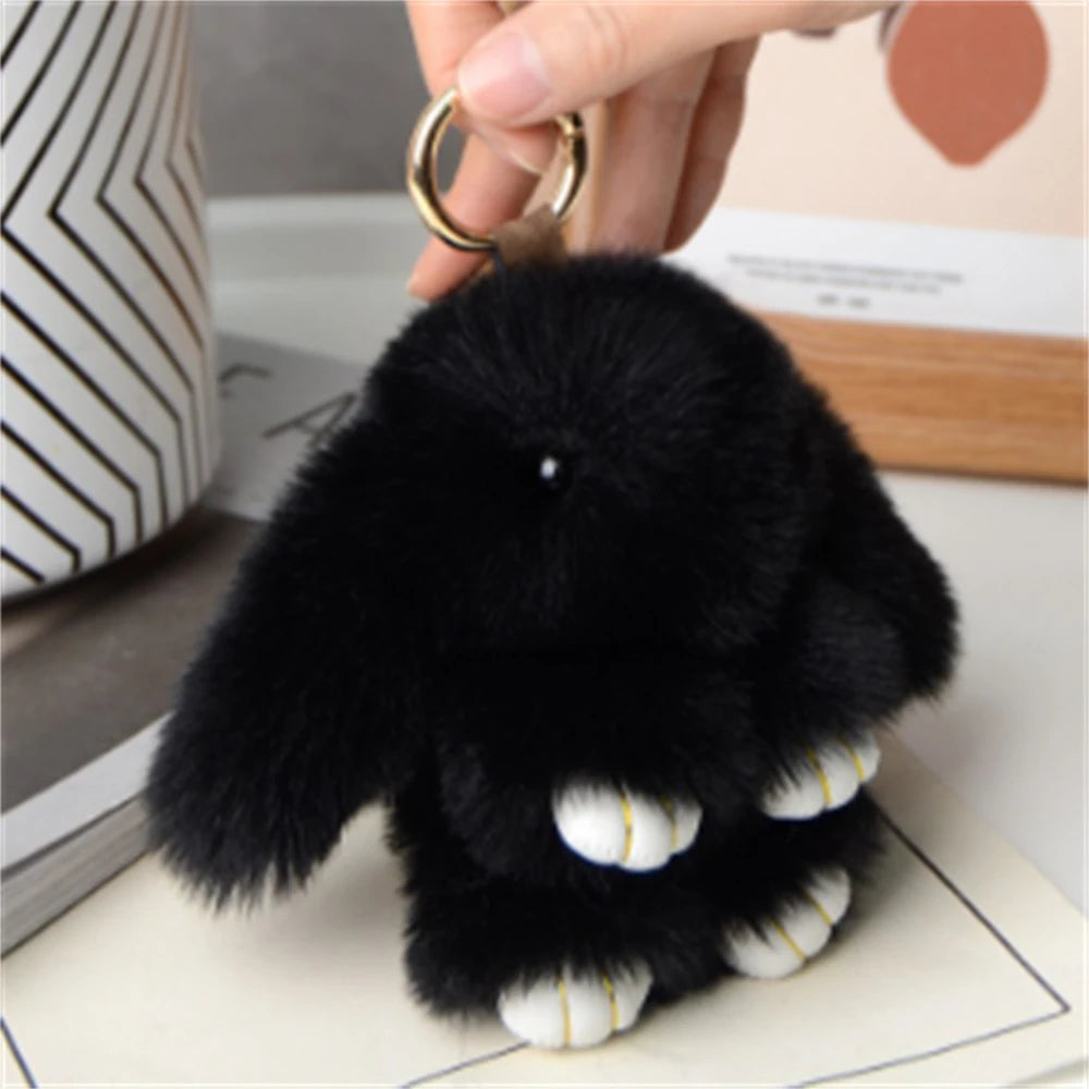 1PCS 15cm Rabbit Fur chain Women Bag Car chain Pendant Decoration Jewelry Bags Hangings Accessories Gifts