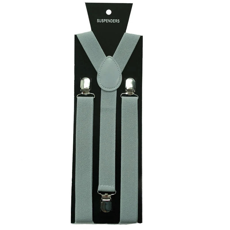 Adult Suspenders High Elastic Solid Color Mens Women Wedding Party Suit Skirt Braces Straps Shirt Dress Garment Clip on Pants