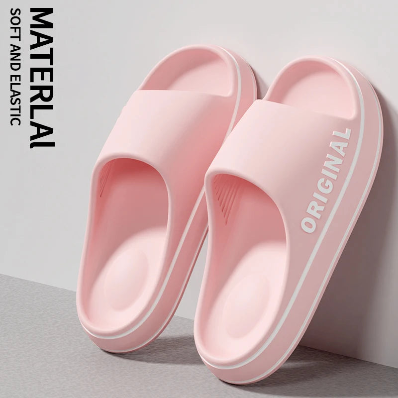 Feslishoet Women Letter Slippers Beach Slides Solid Color Mens Thick Sole Indoor Outdoor Bathroom Anti Slip Shoes Summer Sandal