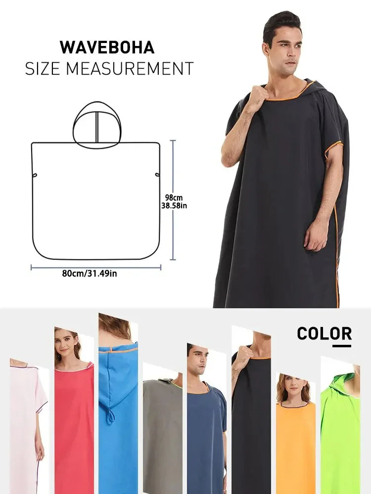 Microfiber Hooded Towel Men Women for Swim Beach Travel Quick Dry Changing Robe Cape Bath Towel Bathrobe Surf Poncho Sauna Play