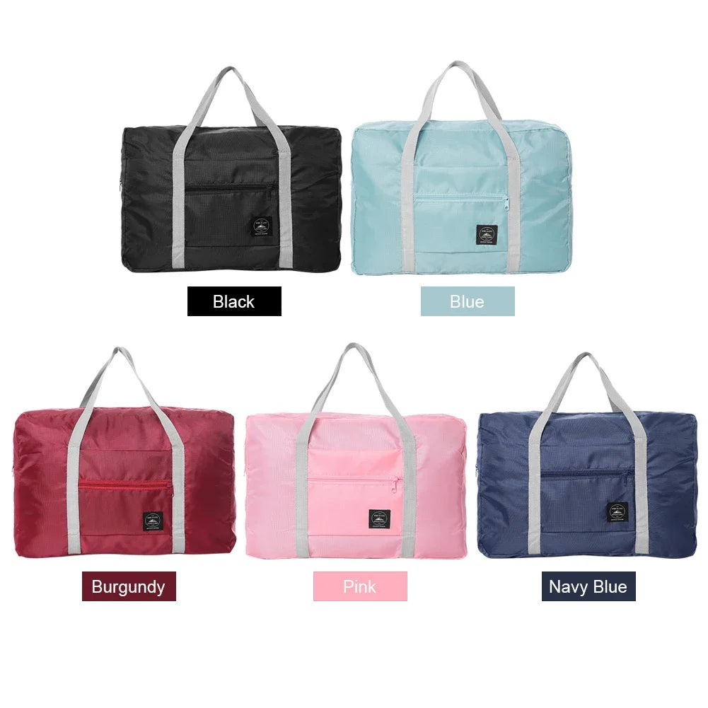 Solid Color Waterproof Folding Travel Bag Lightweight Large Capacity Luggage Bag