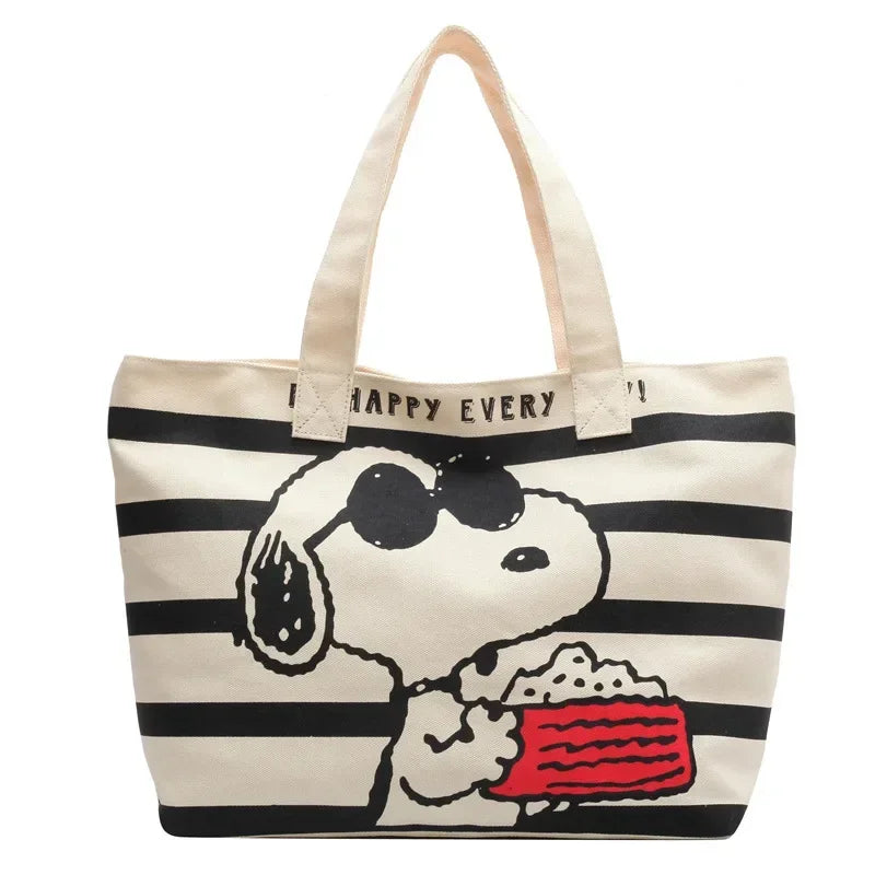 Disney Snoopy Cute Cartoon Large Capacity Canvas Bag for Female Students To Hold Books Tote Mommy Bag