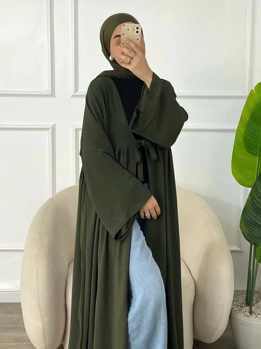 vestidos Muslim Turkish Loose Casual Lace-ups Cardigan Ramadan Robe Dubai luxury Abayas For Women Femme Evening Maxi Dresses