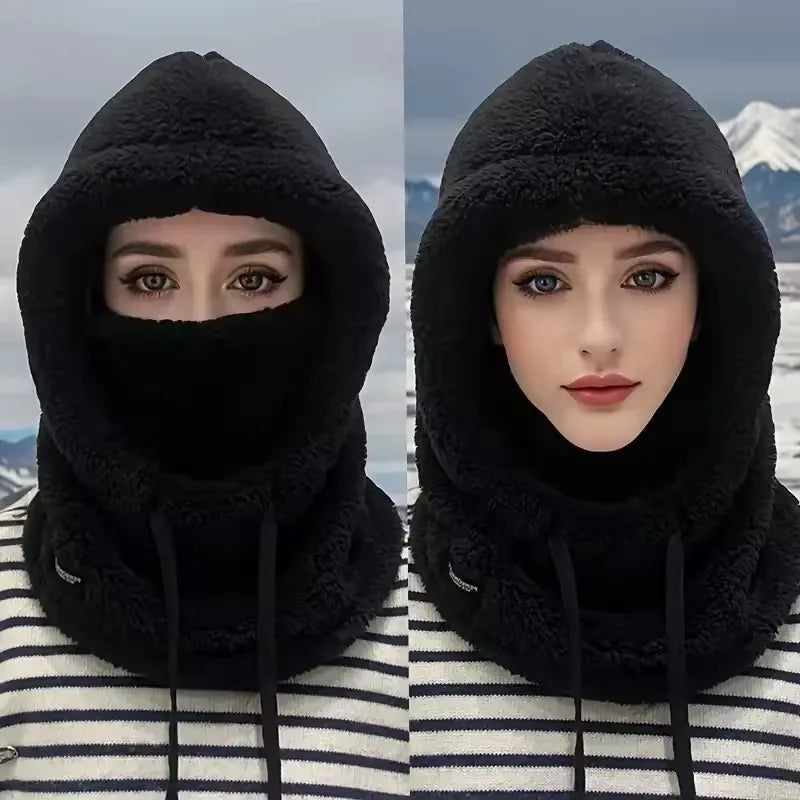 Warm Thermal Windproof Balaclava Ski Hood Motorcycle Face Cover Polar Fleece Adjustable Cycling Neck Cover Full Face Mask Winter