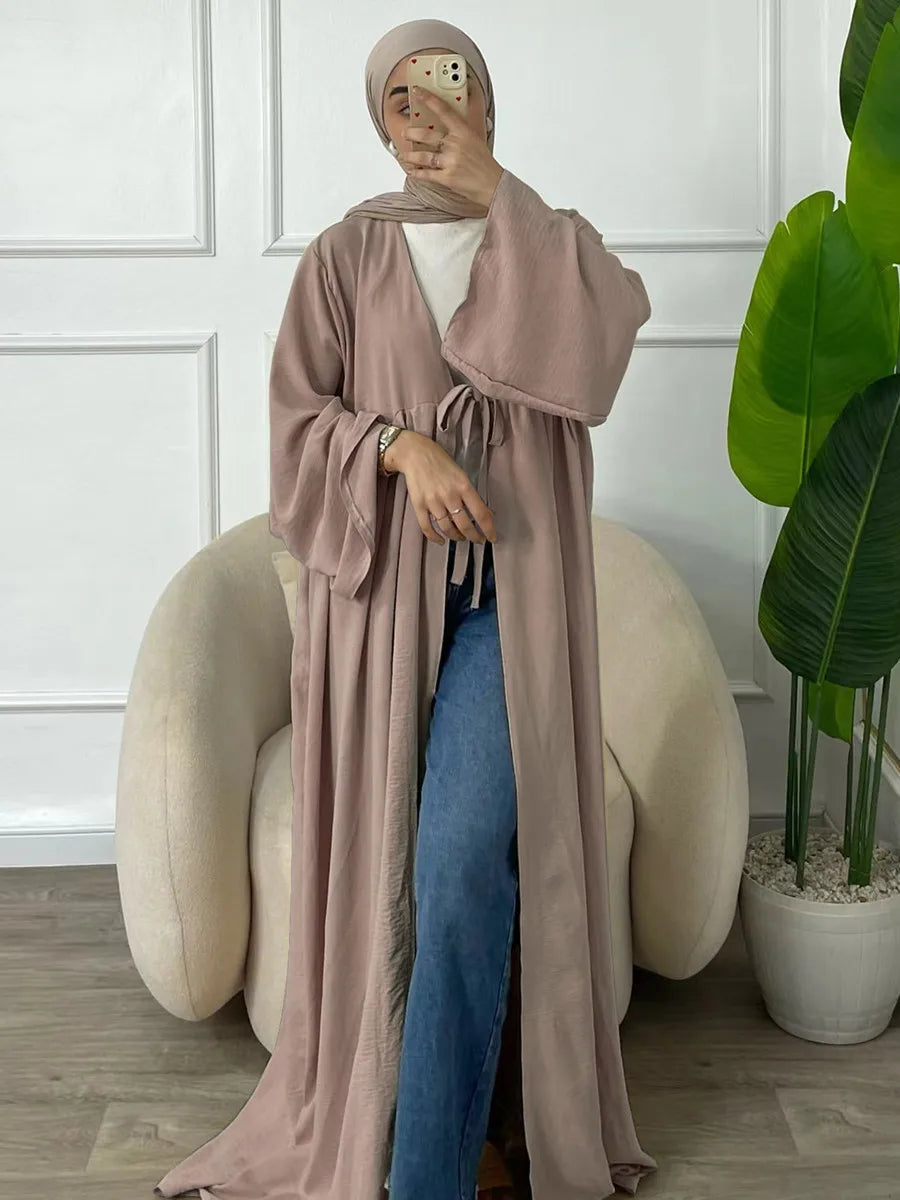 vestidos Muslim Turkish Loose Casual Lace-ups Cardigan Ramadan Robe Dubai luxury Abayas For Women Femme Evening Maxi Dresses