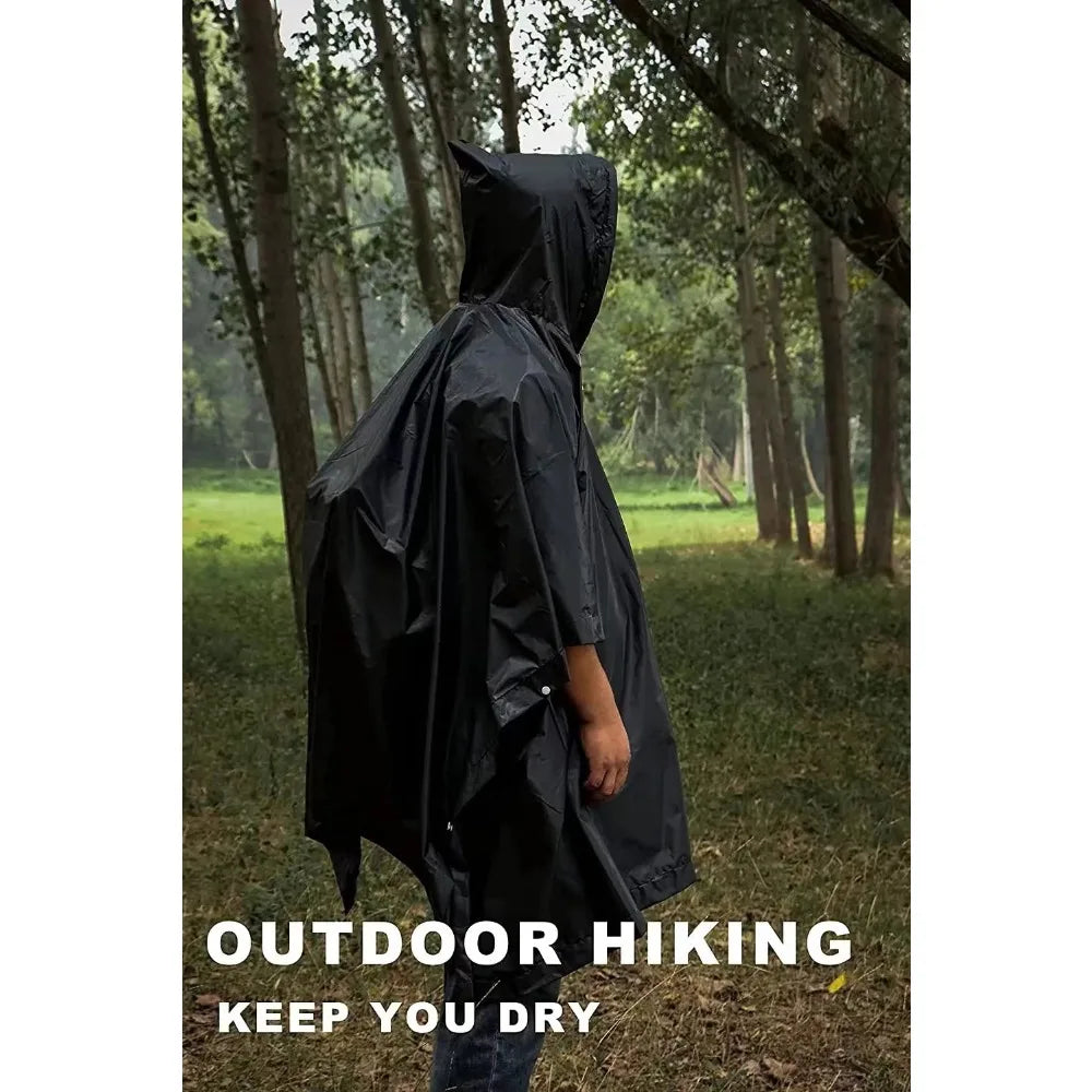 3 In 1 Outdoor Raincoat Hooded Sleeve Waterproof Rain Poncho Motorcycle Rain Cover Camping Hiking Travel Rainwear Tent