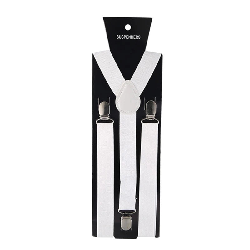 Adult Suspenders High Elastic Solid Color Mens Women Wedding Party Suit Skirt Braces Straps Shirt Dress Garment Clip on Pants