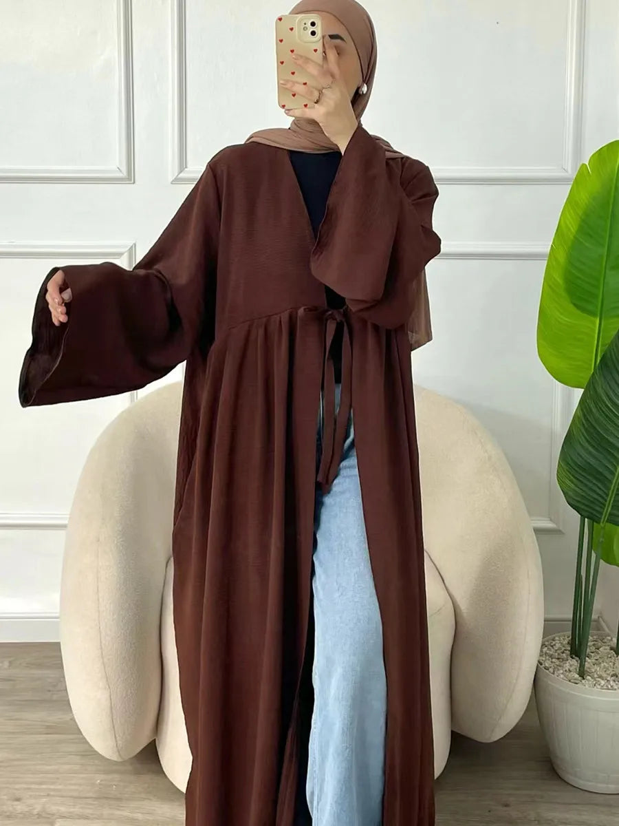 vestidos Muslim Turkish Loose Casual Lace-ups Cardigan Ramadan Robe Dubai luxury Abayas For Women Femme Evening Maxi Dresses