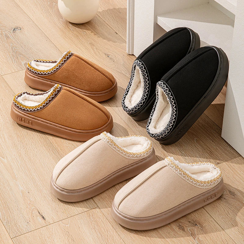 Casual Women's Slippers Home Winter Plush Luxury Designer Woman Shoes Fashion Indoor Fuzzy Fur Slides Flats Elegant Large Size