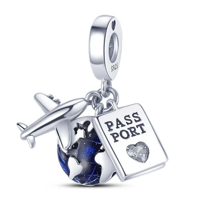 Original Charms Beads Silvering Travel Sunflowers Lucky Four Leaf Clover Charms Pendant For Woman DIY Bracelet Jewelry Making