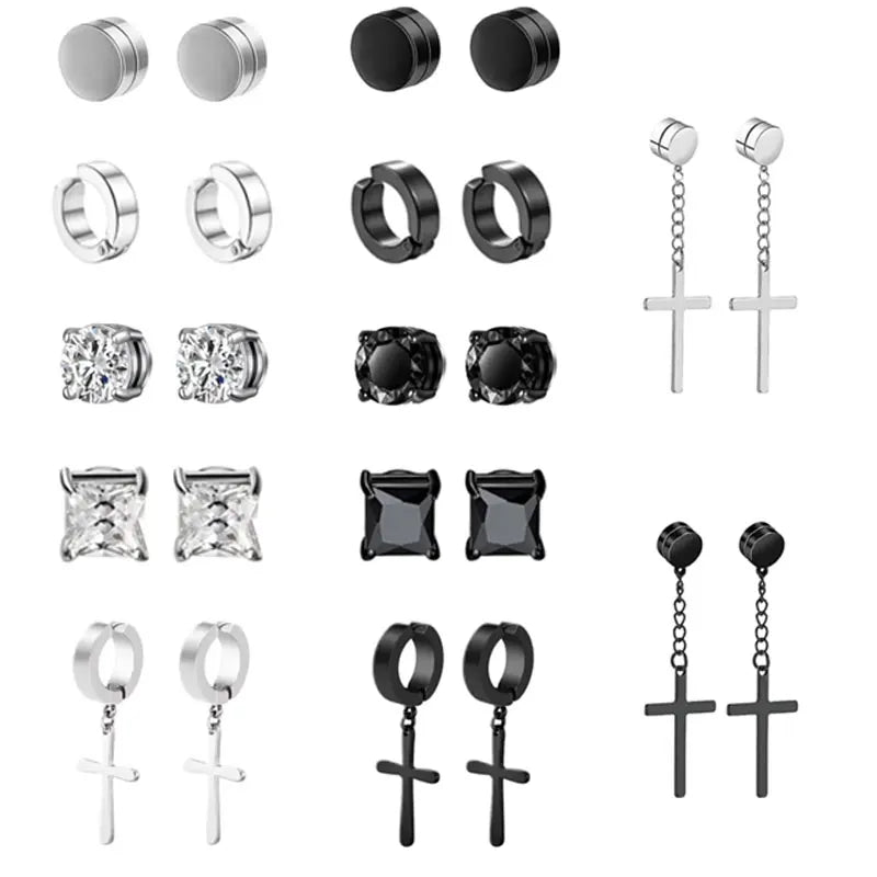 1-12 Pair Fashion Magnetic Clip Ear Stud Non Piercing Earrings Fake Earrings Gift for Men Women Jewelry