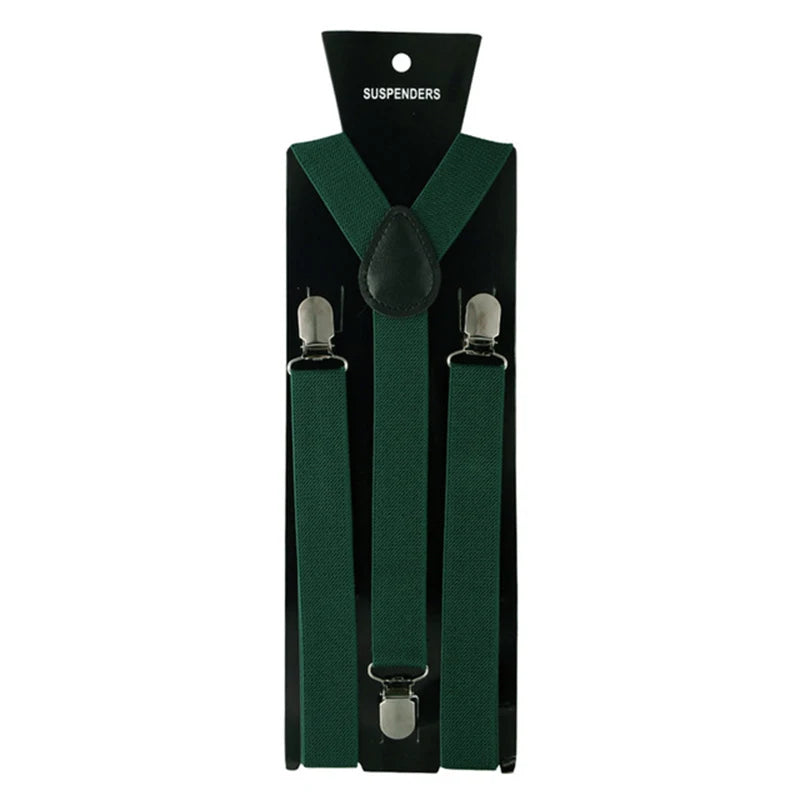 Adult Suspenders High Elastic Solid Color Mens Women Wedding Party Suit Skirt Braces Straps Shirt Dress Garment Clip on Pants