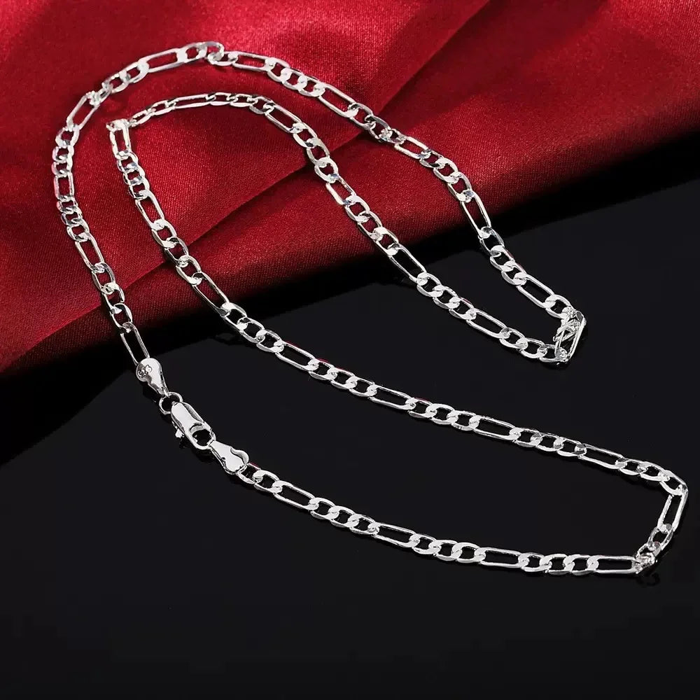 Fine Noble New Arrive 925 Silver 4MM Chain for Men Women Bracelet Necklace Jewelry Set Lady Christma Gifts Charms Wedding