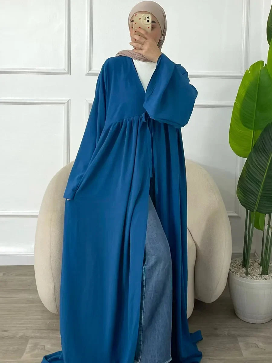 vestidos Muslim Turkish Loose Casual Lace-ups Cardigan Ramadan Robe Dubai luxury Abayas For Women Femme Evening Maxi Dresses