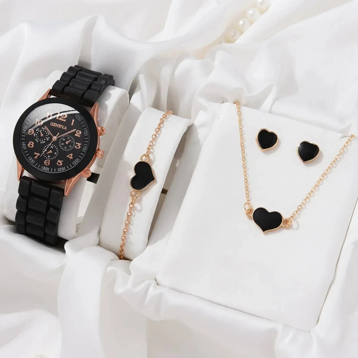 5/6PCS Women Watches Fashion Silicone Band Women Quartz Watches Jewelry Set Reloj Mujer Girls Clock Gift (Without Box)