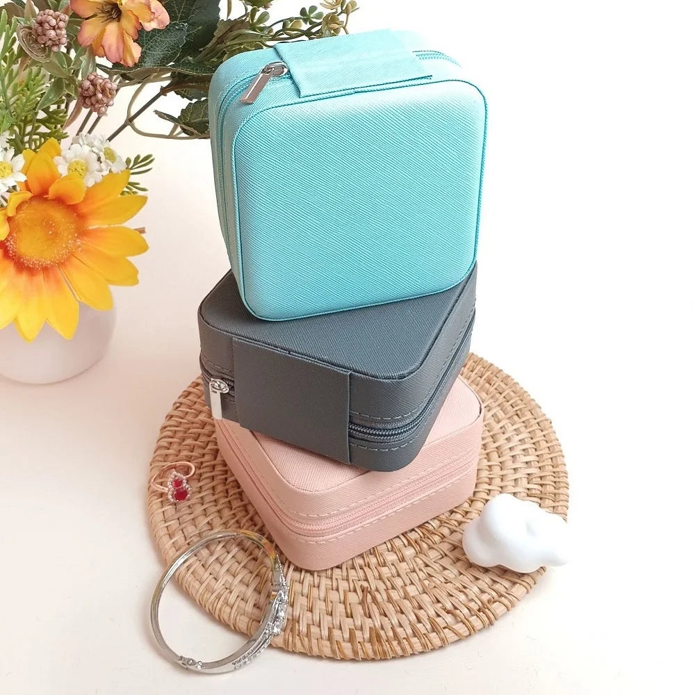 Mini Jewelry Storage Box Portable Home Travel Earrings Necklace Storage Case for Women Ring Organizer PU Leather Display Case