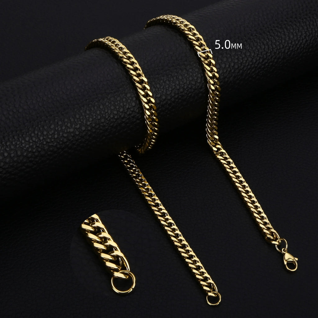 3.5-7MM Wide Stainless Steel Necklaces For Men Punk Cuban Link Chain Choker Women Hip Hop Fashion Party Jewelry Accessories