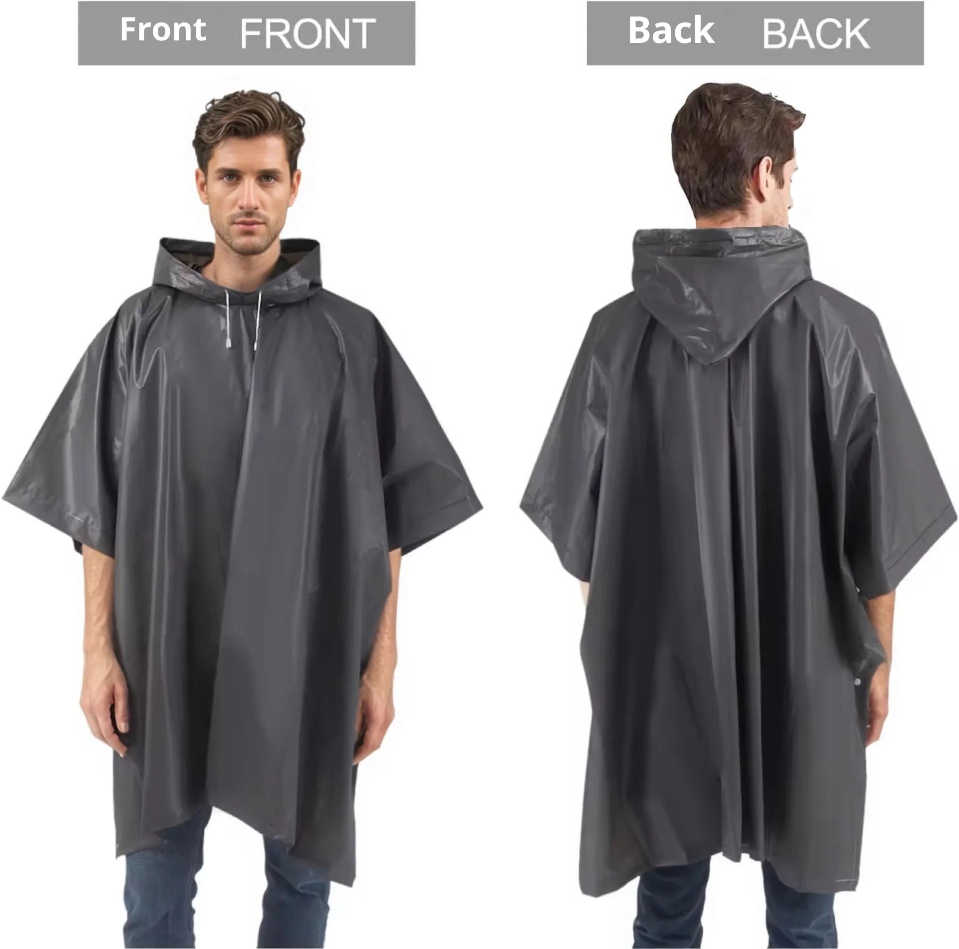 3 In 1 Outdoor Raincoat Hooded Sleeve Waterproof Rain Poncho Motorcycle Rain Cover Camping Hiking Travel Rainwear Tent