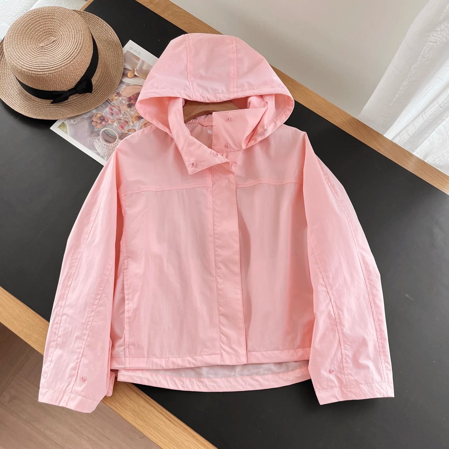 Windproof Stand Collar Jacket Women's Outdoor Casual Hooded Thin Coat Jacket