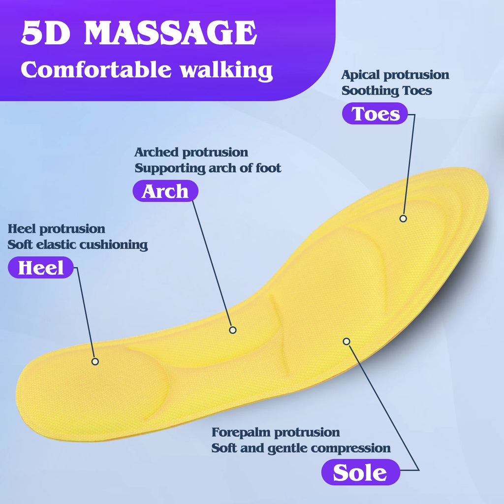 5D Shoe Insoles Adjustable Wear-Resistant Insoles Women Men Breathable Running Sports Insoles Memory Foam Soft Insoles