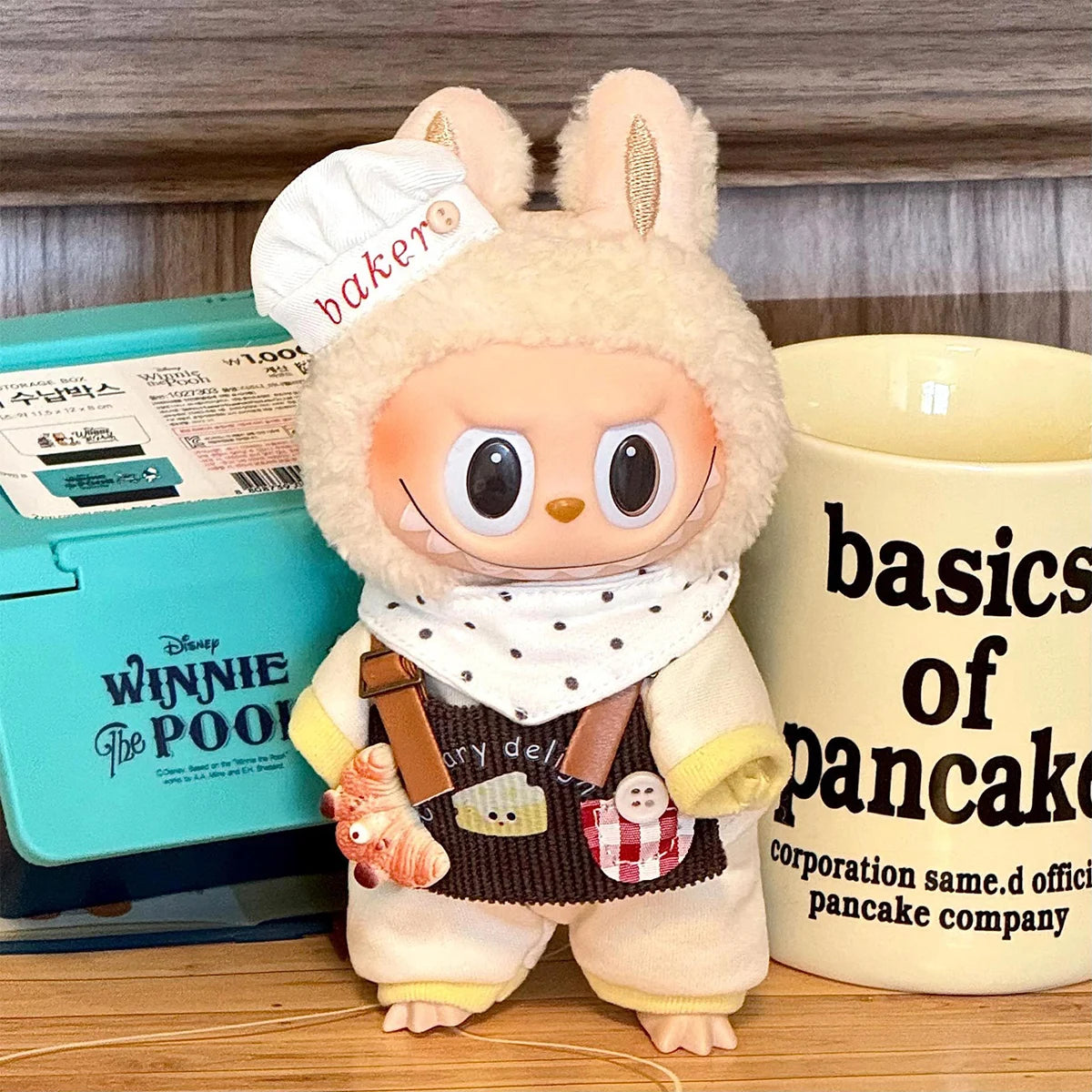 [No Doll]Cute Mini Plush Doll Blue Hooded Plush Cartoon Clothes for Labubu I II Dolls Outfit Accessories Clothing Gift