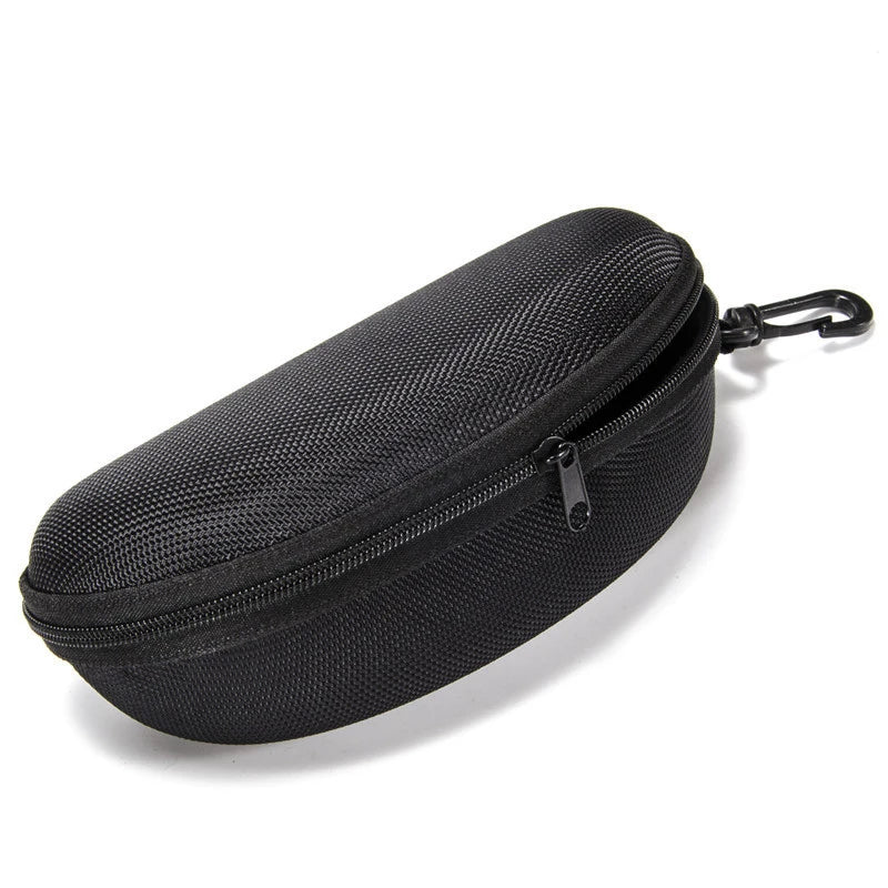 1pc Portable Sunglasses Case Protector Oxford Cloth Hard EVA Zippered Eyeglasses Case with Carabiner Unisex Eyewear Accessories