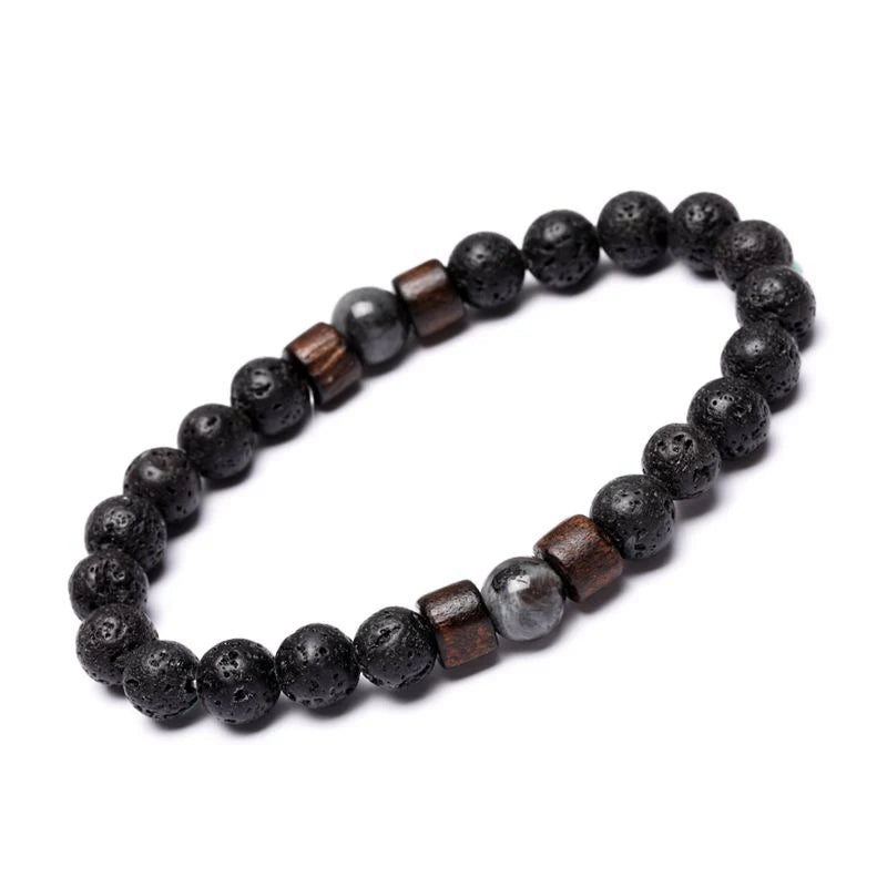 Volcanic Stone Bracelet for Men Lava Wooden Beads Bracelet Tibetan Buddha Wrist Chain Women Men Jewelry Gift New Bracelets
