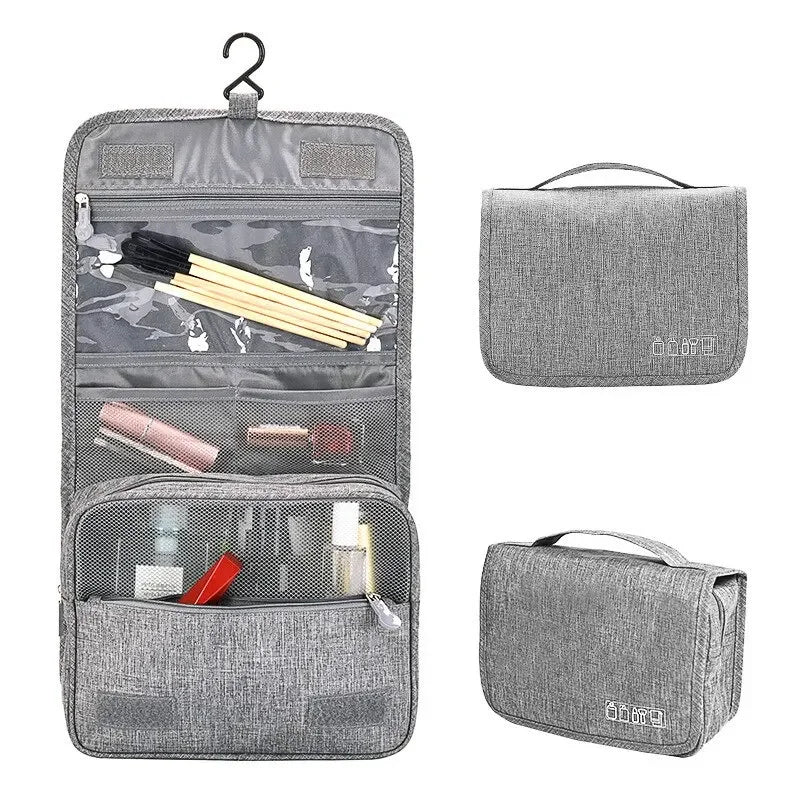Large Capacity Twill Toiletry Bag Waterproof Hanging Travel Cosmetic Organizer with Hook for Men/Women