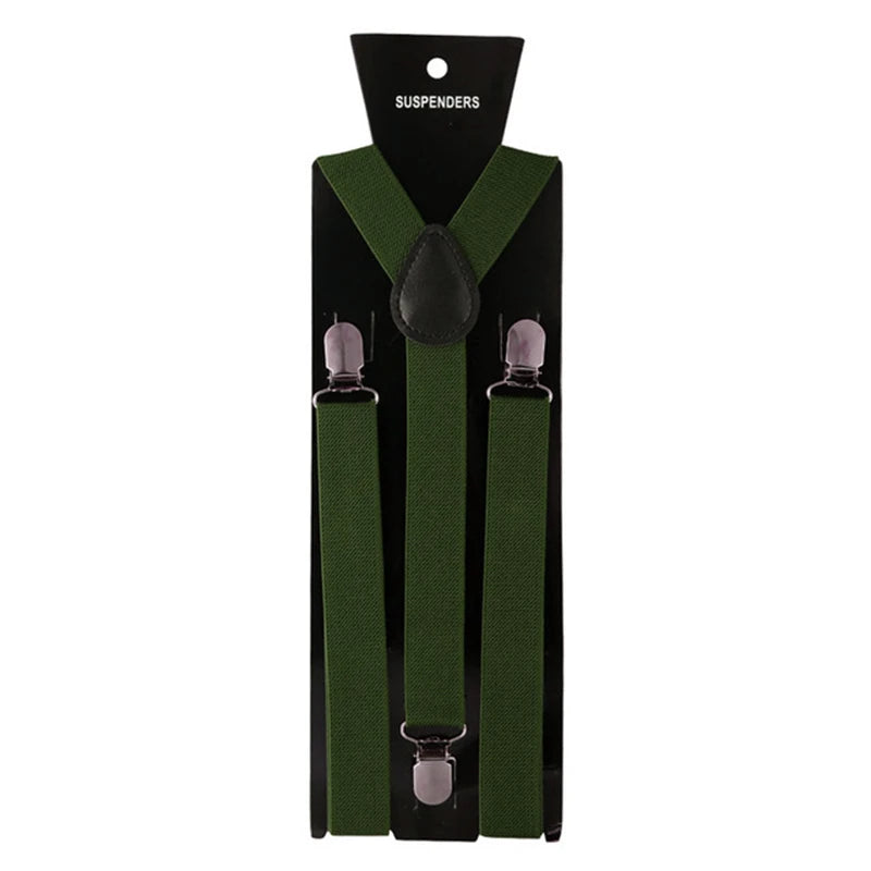 Adult Suspenders High Elastic Solid Color Mens Women Wedding Party Suit Skirt Braces Straps Shirt Dress Garment Clip on Pants