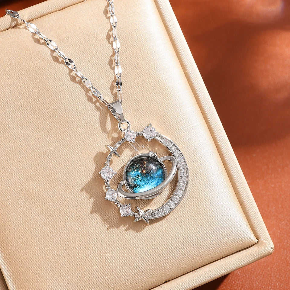 Classics Starry Sky Pendant Necklace For Women Personalized Gold Color Silver Color Metal Necklace Party Jewelry