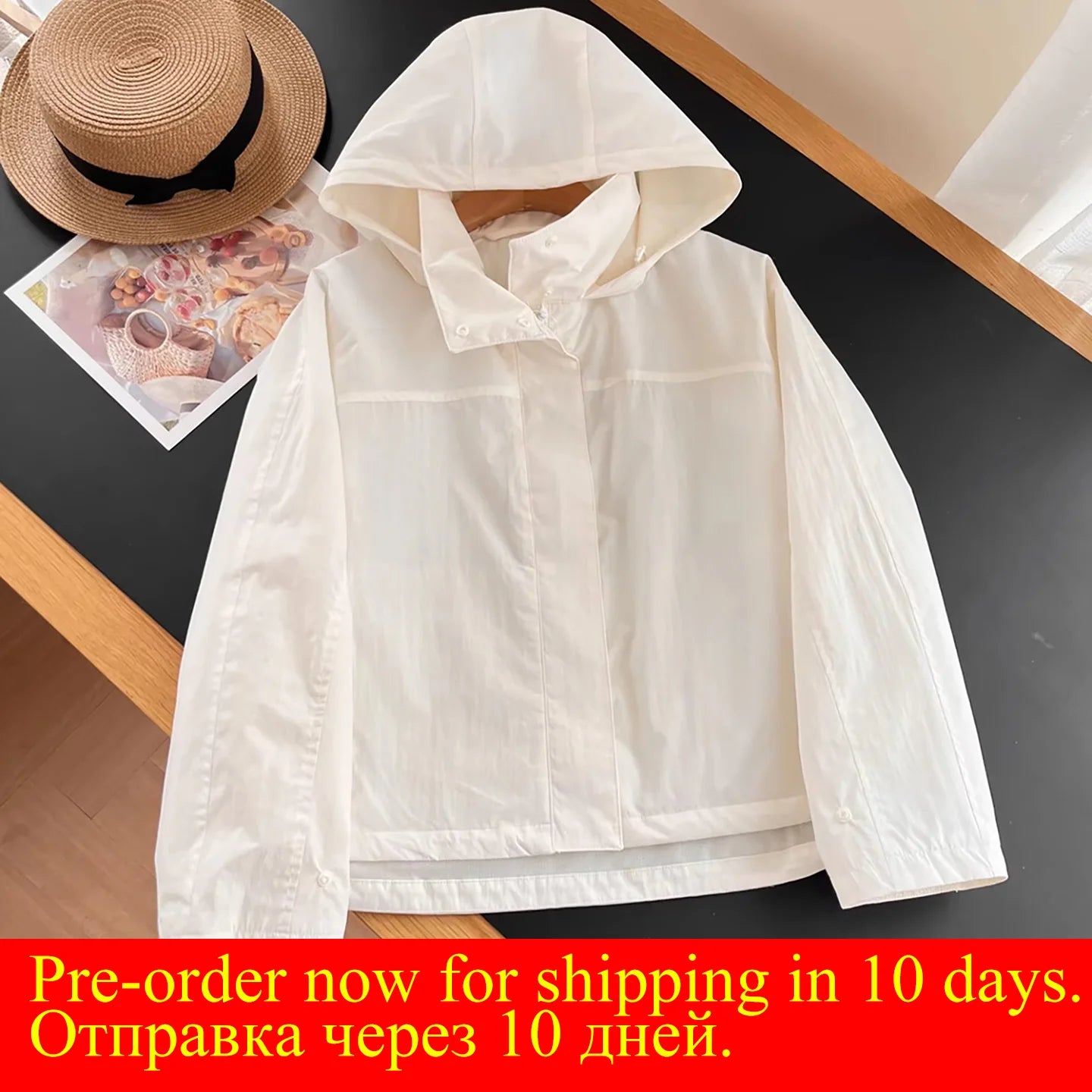 Windproof Stand Collar Jacket Women's Outdoor Casual Hooded Thin Coat Jacket