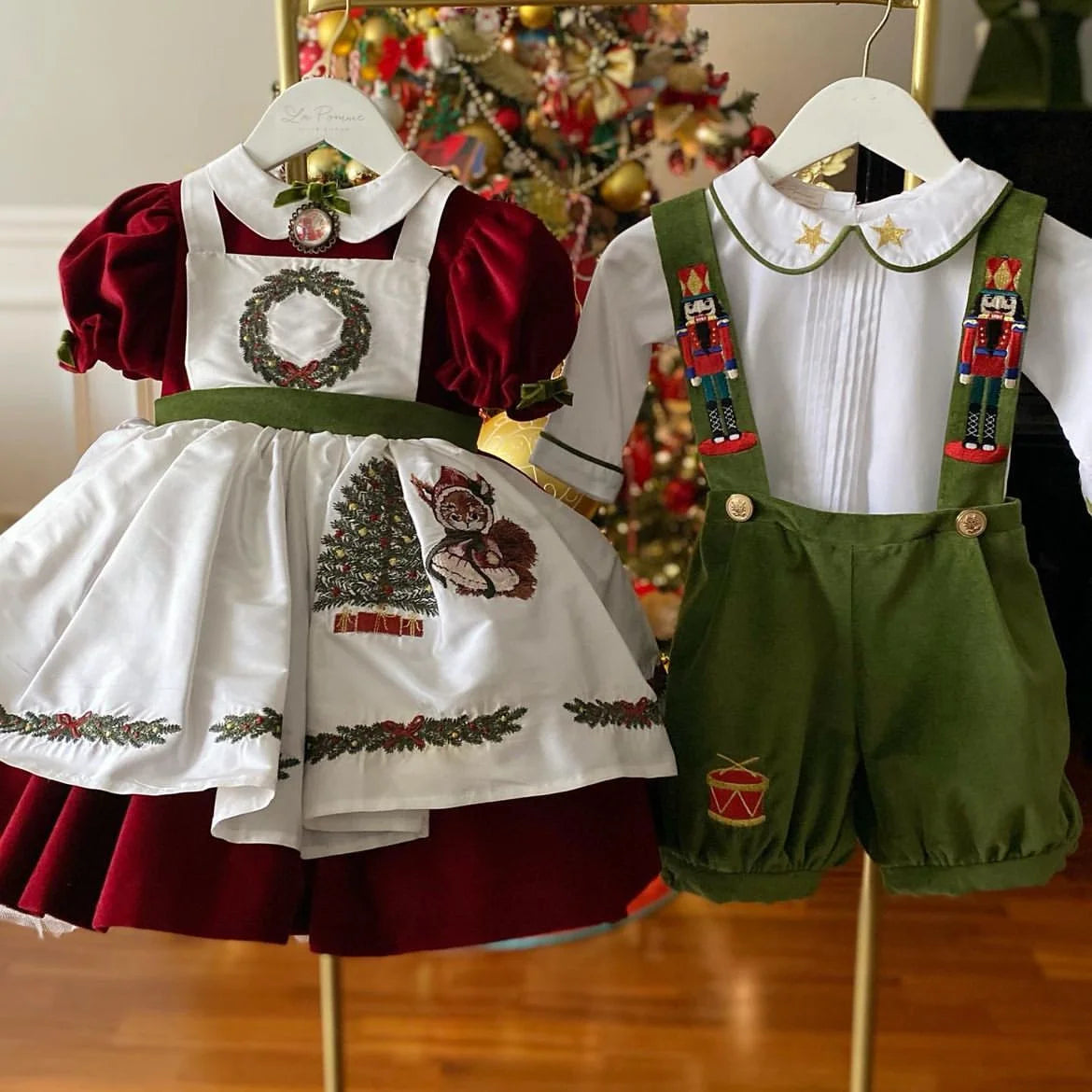 0-12Y Baby Girl Red Squirrel Tree Embroidery Turkish Vintage Spanish Princess Dress for Christmas Eid Casual Party C99